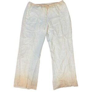 Lafayette 148 Linen Pants Size‎ 14 | Ivory Ombre Hem Coastal Grandma Resortwear